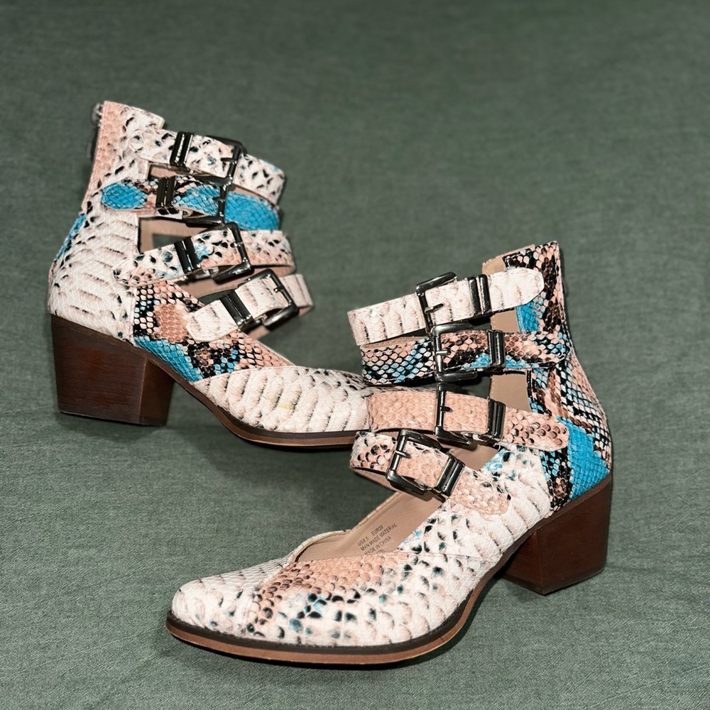 A Rider Girl multi colored printed ankle boot